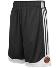 Get a step up on your competition and channel your favorite NBA basketball team with these New York Knicks shorts from adidas.