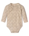 This ultra-soft Pearls & Popcorn bodysuit features ruching at the neckline and a petite floral print.