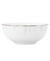 Bone china with platinum edges drips glittering icicles on slick, snowy white from Lenox Lifestyle dinnerware. The dishes, like this Platinum Ice all-purpose bowl, are a recipe for cool in modern decor, delivering unique, unforgettable style to quiet meals and casual get-togethers. Qualifies for Rebate