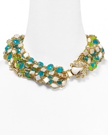 More is more with this enamel bib necklace from kate spade new york, boasting twisted layers of gleaming chains and colorful tiles. It's the perfect piece to take your neckline from simple to standout.