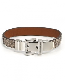 Take your look in a bold direction with MICHAEL Michael Kors' python-embossed leather bracelet. Wear the skinny wrist cincher to give a crisp white blouse a polished edge.