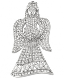 Take this brooch under your wing. Carolee's angel pin is crafted from silver-tone mixed metal with accents giving it a sparkle you'll find quite heavenly. Approximate length: 2 inches.