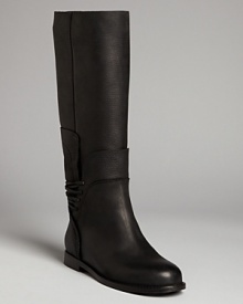 These tall Vera Wang Lavender Label flat boots tie up a simply fashionable look with lace up backs.