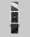 A sleek timepiece with a sapphire crystal and an iconic beat check strap. Quartz movementWater resistant to 3 ATMRectangular stainless steel case, 20mm (0.8) X 26mm (1)Smooth bezelBlack check stamped dialBar hour markersBeat check woven strapMade in Switzerland 