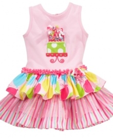 Time to party! Make sure everyone knows the reason they're celebrating with this fun birthday dress from Rare Editions.