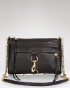 Antique-finish metal hardware adds to the luxe appeal of this leather clutch from Rebecca Minkoff.