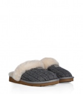 Lounge in comfort and style in these ultra-luxe shearling lined slippers from UGG Australia - Knit upper, shearling lining, slip-on style - Pair with silk pajamas and a cozy robe