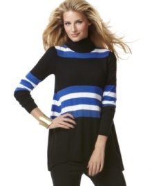 A turtleneck gets a new look from INC! The stripes and swingy fit make this tunic look fresh, and a touch of cashmere gives it extra softness, too.