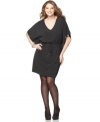 Looking party-perfect is a cinch with Spense's butterfly sleeve plus size dress, accentuated by a drawstring waist.