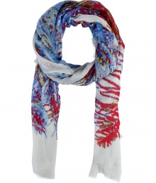 A playful print covers this modal accent scarf from Marc by Marc Jacobs - Allover multicolored print, easy to style length, frayed edges - Pair with an elevated jeans-and-tee ensemble