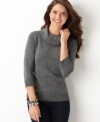 This Charter Club sweater is a classic addition to your winter wardrobe. Three-quarter sleeves and a cozy foldover cowlneck keep it chic.