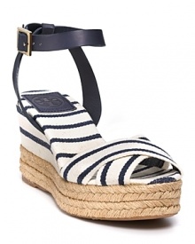 Drawing nautical inspiration from seagulls and seasides, these Tory Burch espadrilles fit right in at fashionable sailing lessons and everything in between.