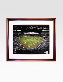 Commemorate the Core of Four with this timeless tribute to Yankees greatness. Hand-signed by Derek Jeter, Mariano Rivera, Jorge Posada, and Andy Pettitte, this stunning photo celebrated up their winning careers at one of America's most-loved stadiums.Steiner Sports Certificate of Authenticity includedHand signed by the players listed30 X 25 wood frameKeep out of sunlightMade in USA