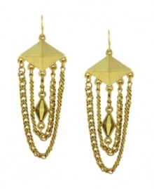 More is more! Over-the-top '80s style makes a chic comeback with Jessica Simpson's chain chandelier earrings. Embellished with light topaz-colored crystals in the center, they're made in gold tone mixed metal. Approximate drop: 2-1/2 inches.