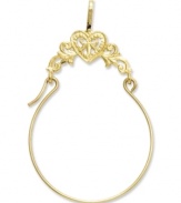 Keep all your favorite charms in place. This polished charm holder features a filigree heart design in 14k gold. Chain not included. Approximate length: 1-2/5 inches. Approximate width: 9/10 inch.