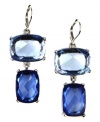 Get the blues. These soothing earrings by AK Anne Klein feature a double pendant design in rectangular, blue glass beads. Crafted in mixed metal with imitation rhodium-plating. Approximate drop: 2 inches.