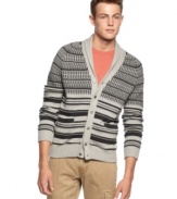 It's all about pattern this fall. Stay on top of your game with this shawl-collar cardigan from Bar III. (Clearance)