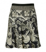 Take a feminine stance on this seasons penchant for prints with Etros monochrome swing skirt, finished with a contrast tweed waistline for that modern-classic feel - Hidden side zip, flared silhouette - Style for cocktails with satin tops and seductive strappy sandals