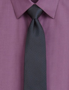 A wardrobe essential for the polished professional, rendered in Italian silk and finished with a contrasting dot pattern.About 2½ wideSilkDry cleanMade in USA of Italian fabric