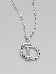 Dazzling, crystal encrusted logo pendant on link chain for an iconic design. Palladium platedCrystalsLength, about 14Pendant size, about ½Spring ring closureImported