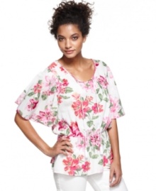 As pretty as any garden, BandolinoBlu's charming floral print top lets your look bloom!