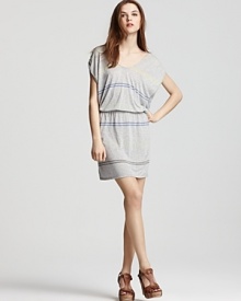 A striped tee dress from Soft Joie adds style to off-duty days--perfect whether you're headed to the pool or a party. Punctuate the look with platform sandals.