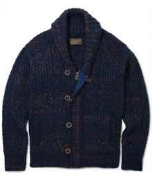 Cozy and classic, this handsome cardigan from Lucky Jeans will keep you stylishly warm all winter.