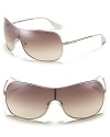 Shield sunglasses in a sleek, modern silhouette from Emporio Armani, a fashionista's perfect accessory.