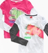 She'll love the layered look and cool metallic cat logo on this Puma tee.