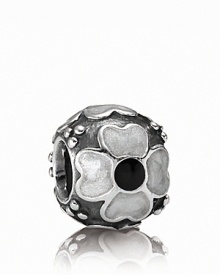 Shiny colored enamel and oxidized sterling silver come together in a beautiful daisy charm from PANDORA.