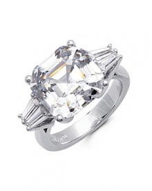 Capturing the light, Crislu's sterling silver finished ring with striking cubic zirconia stones is an eternally glamorous piece that is sure to shine on.