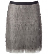 Luxurious skirt in silver grey silk - by Jason Wu, THE new superstar of the New York fashion scene - with his feminine designs he already conquered the closets of First Lady Michelle Obama and Hollywood darling Jessica Alba - classic slim pencil cut with small black waistband - all over embroidery with small rubber sequins - pair with a simple silk blouse at the office or a fur vest and platform pumps at the next evening invitation