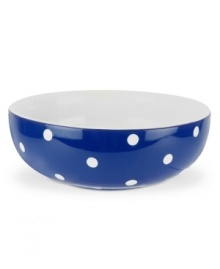 Connect the dots to a charming table setting, perfect for every occasion. With classic polka dots in a blue and white palette, this Baking Days cereal bowl from Spode brightens every day.