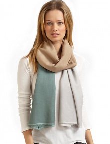 THE LOOKHand-made ombré designRaw edge endsTHE FIT28W X 71LTHE MATERIAL60% cashmere/40% silkCARE & ORIGINDry cleanImported