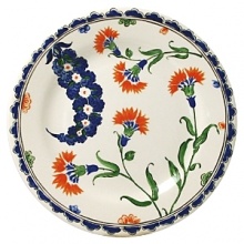 Ronde d'Orient by Gien is a full-service collection with a blue & white motif punctuated by deep orange carnations. This design was inspired by Turkish and Mediterranean ceramics.