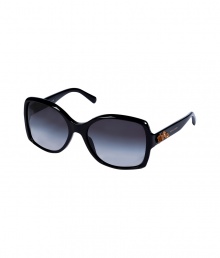 Unmistakably feminine with baroque-inspired flower detailing at the temples, Dolce & Gabbanas square frame sunglasses add a spark of glamour to every outfit - Black acetate square frames, gradient navy lenses, matte gold-toned flower detail and logo printing at the temples - Lens filter category 3 - Comes with a logo detailed velvet hard case and drawstring pouch