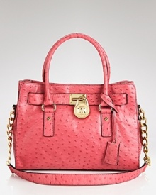 Ostrich-embossed leather lends MICHAEL Michael Kors' signature satchel luxe appeal. This color-pop bag is ready to lunch with a boucle suit and prim and proper heels.