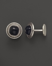 Elegant sterling silver cufflinks, set with agate, from Buccellati.