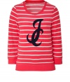 With nautical stripes and a preppy-cool feel, this Juicy Couture pullover is sure to be a new-season staple - Round neck, long sleeves, all-over stripes, front logo detail, slim silhouette - Pair with cropped skinny jeans, a cropped blazer, and embellished ballet flats