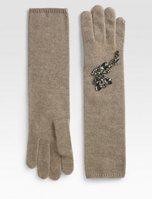 EXCLUSIVELY AT SAKS.COM. A chilly weather essential in an ultra-soft wool-blend knit with crystal embellishments.About 14 long40% polyester/28% nylon/17% wool/10% angora and 5% cashmereDry cleanImported