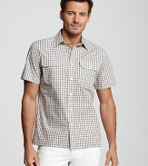 A cool, crisp shirt in checks brings a touch of color and texture to your warm-weather look.