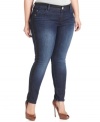 Land an on-trend look with Baby Phat's plus size skinny jeans, featuring tuxedo-styling-- they're ultra-hot!