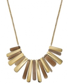 Branch out with Alfani's eye-catching bib necklace. Brown resin and gold tone stick drops are displayed on a gold tone mixed metal chain. Approximate length: 19 inches + 2-inch extender. Approximate drop: 4-1/2 to 5 inches.