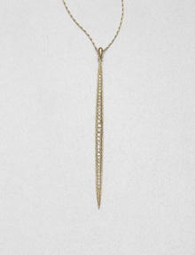 Like a pod protecting its precious contents, this aptly-named pendant offers a graceful, graduated row of dazzling diamonds, suspended on a delicate barley link chain.Diamonds, .54 tcw14k yellow goldChain length, about 26Pendant length, about 3Spring ring claspMade in USA