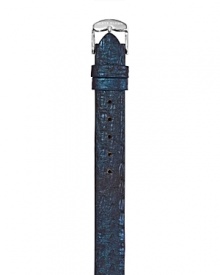 A lustrous metallic navy watch strap in textured calf leather.