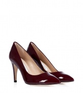 With their flawless patent leather and rich shade of bordeaux, Diane von Furstenbergs pointy toe pumps guarantee an elegant polish to sophisticated business looks - Pointed toe, stable stiletto heel, padded insole for comfort - Wear with colorful print dresses and shimmering metallic accessories