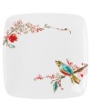 Make any meal sing with the Chirp accented square plates from Lenox dinnerware. The dishes feature splashes of bright watercolor-inspired birds and florals that adorn the white bone china in a fresh, modern shape. Ultra durable for daily use, this collection moves flawlessly from oven to table. Qualifies for Rebate