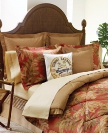 Give your room a make-under with the relaxed, beachy style of Tommy Bahama's Orange Cay pieces. An earthy palette and wicker-inspired print give this European sham a stylish, contemporary feel. Envelope closure. 2 flange.