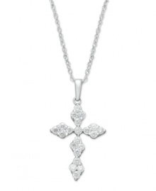 Give her the gift she'll cherish forever. Symbolic and sparkling, this marquise-shaped cross pendant shines exquisitely with round-cut diamonds (1/2 ct. t.w.) set in 14k white gold. Approximate length: 18 inches. Approximate drop: 1 inch.