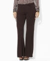 Figure flattering plus size pants from Lauren by Ralph Lauren are crafted from slinky matte jersey and finished with a self-tie skinny belt for a timeless look that is as comfortable as it is classic.